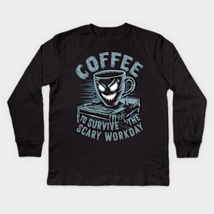 Horror Movie Coffee Halloween Fans Costume Movies Created Kids Long Sleeve T-Shirt